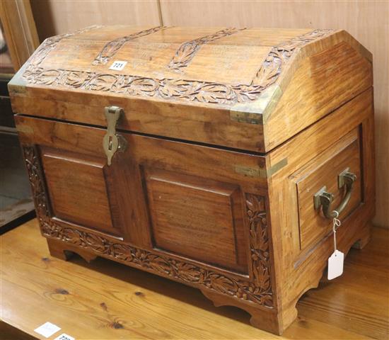 An Indian padouk and brass inset hardwood coffer, W.61cm